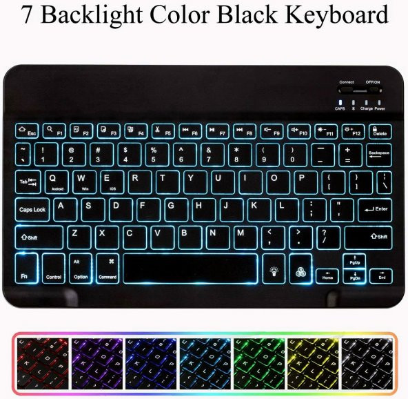 Valkyrie BL30 7 Renk Bluetooth Kablosuz Türkçe Klavye - Android ios Windows Uyumlu - Şarjlı - 10 inç - Multimedia - Ultra İnce Tasarım - 7