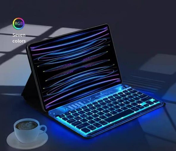 Valkyrie RGB bkz-30 7 Renk Bluetooth Şeffaf Türkçe Klavye - Android ios Windows Uyumlu - Şarjlı - 10 inç - Multimedia - Ultra İnce Tasarım bkz30 - 7