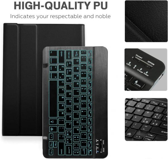 Valkyrie BL30 7 Renk Bluetooth Kablosuz Türkçe Klavye - Android ios Windows Uyumlu - Şarjlı - 10 inç - Multimedia - Ultra İnce Tasarım - 10