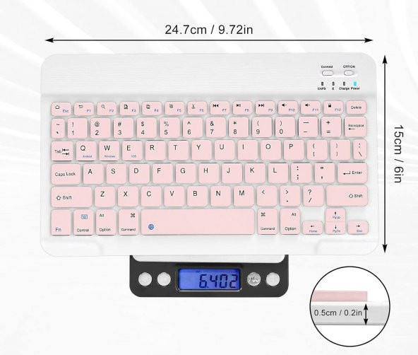 Valkyrie BL30 Bluetooth 10 inç Ios Windows Android Uyumlu Kablosuz Klavye - Türkçe - Şarjlı-Sessiz Multimedia - Ultra İnce Pembe - 4