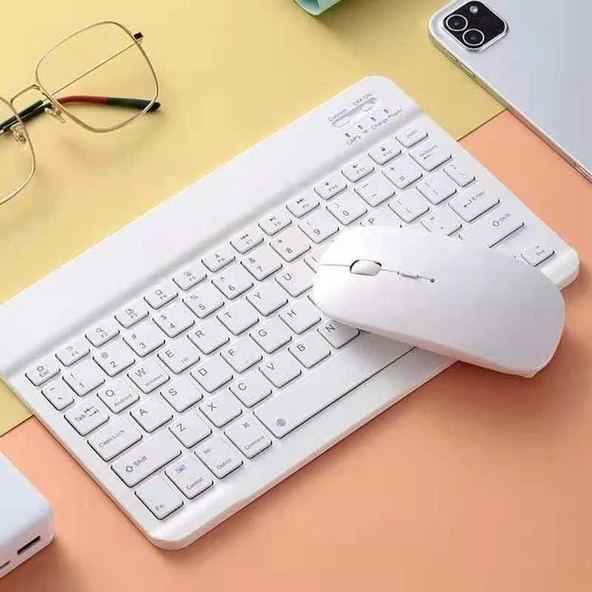 Valkyrie BL30 Bluetooth Ios Ipad Android Windows Uyumlu Klavye Mouse Seti - Sessiz - Şarjlı - Combo Beyaz - 8