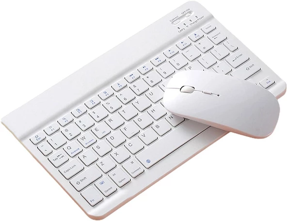 Valkyrie BL30 Bluetooth Ios Ipad Android Windows Uyumlu Klavye Mouse Seti - Sessiz - Şarjlı - Combo Beyaz - 5