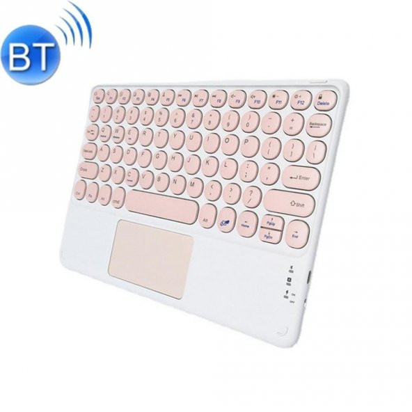 Valkyrie Kablosuz Touchpad Bluetooth Klavye - Ios Android Windows Uyumlu - TÜRKÇE Dil - Şarjlı - Ultra İnce - Type-C Giriş Pembe - 2