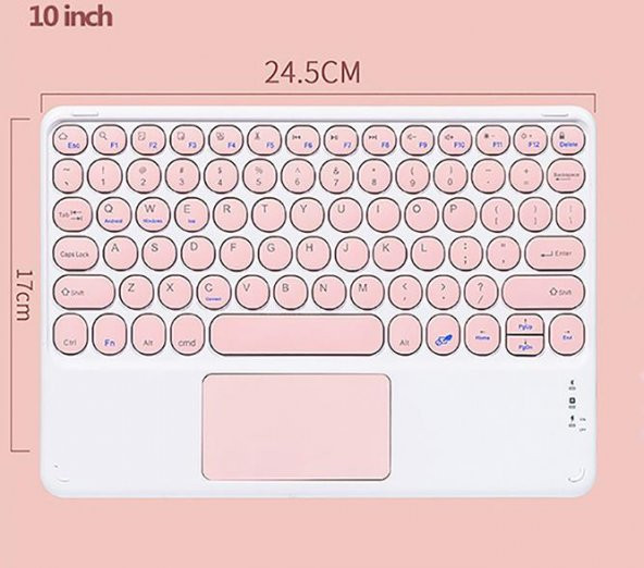 Valkyrie Kablosuz Touchpad Bluetooth Klavye - Ios Android Windows Uyumlu - TÜRKÇE Dil - Şarjlı - Ultra İnce - Type-C Giriş Pembe - 3