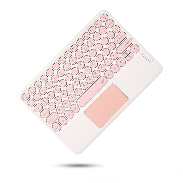 Valkyrie Kablosuz Touchpad Bluetooth Klavye - Ios Android Windows Uyumlu - TÜRKÇE Dil - Şarjlı - Ultra İnce - Type-C Giriş Pembe - 7