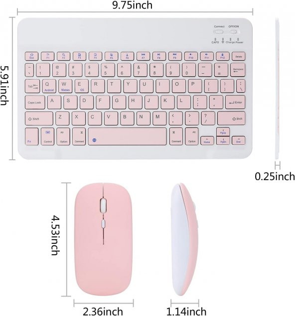 Valkyrie Bluetooth Ios Ipad Android Windows Uyumlu Klavye Mouse Seti - Sessiz - Şarjlı - Combo - Ultra İnce - Türkçe - Kablosuz Pembe - 3