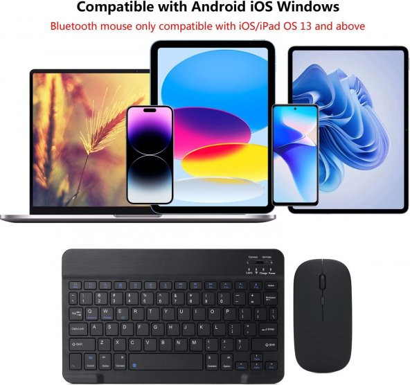 Valkyrie Bluetooth Ios Ipad Android Windows Uyumlu Klavye Mouse Seti - Sessiz - Şarjlı - Combo - Ultra İnce - Türkçe - Kablosuz Siyah - 2