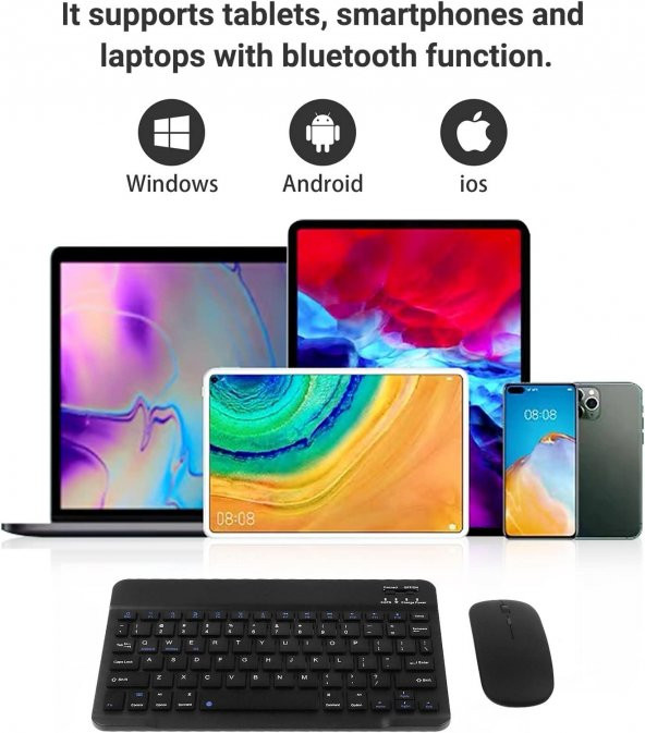 Valkyrie Bluetooth Ios Ipad Android Windows Uyumlu Klavye Mouse Seti - Sessiz - Şarjlı - Combo - Ultra İnce - Türkçe - Kablosuz Siyah - 4