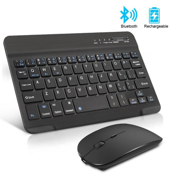Valkyrie Bluetooth Ios Ipad Android Windows Uyumlu Klavye Mouse Seti - Sessiz - Şarjlı - Combo - Ultra İnce - Türkçe - Kablosuz Siyah - 6