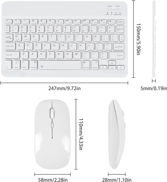 Valkyrie BL30 Bluetooth Ios Ipad Android Windows Uyumlu Klavye Mouse Seti - Sessiz - Şarjlı - Combo Beyaz - 3