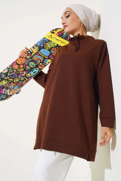 Dik Yaka Tunik Kahve
