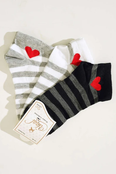 Bayan Patik Üçlü Çorap Serisi Asorti 10 ürün görseli 1