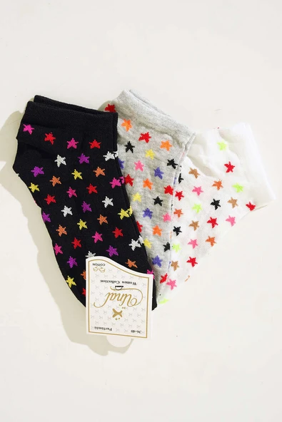 Bayan Patik Üçlü Çorap Serisi Asorti 13 ürün görseli