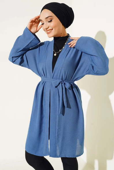 Kuşaklı Salaş Kimono İndigo