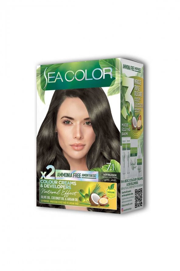 SEACOLOR 2x2 Tüp Krem Saç Boyası Seti Küllü Kumral No:7.1 - 3