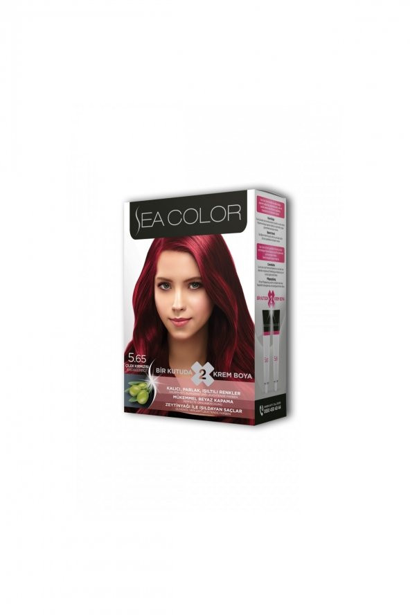 SEACOLOR 2x2 Tüp Krem Saç Boyası Seti Çilek Kırmızısı No:5.65 - 3