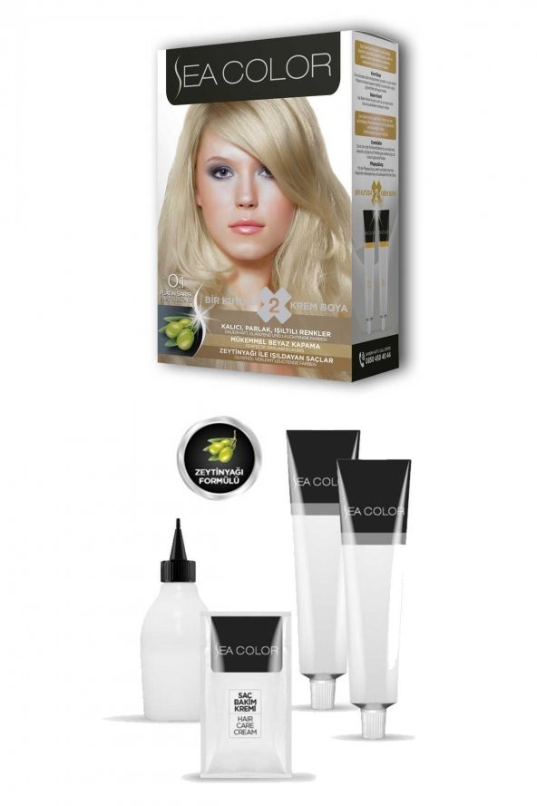 SEACOLOR 2 Tüp Krem Saç Boyası Seti Platin Sarısı No:0.1 - 2