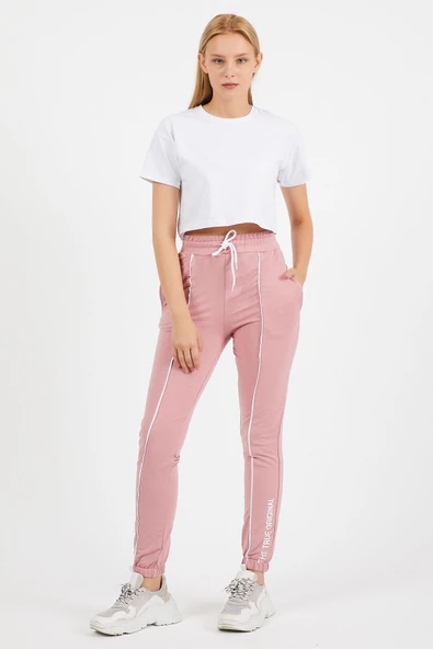 Ortası Arabiye Detaylı Paçası Baskılı Eşofman Altı 9076 - 8