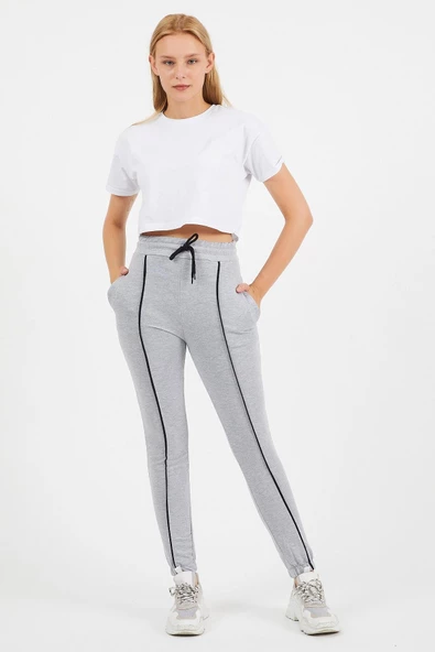 Ortası Arabiye Detaylı Paçası Baskılı Eşofman Altı 9076 - 6