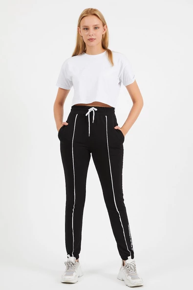 Ortası Arabiye Detaylı Paçası Baskılı Eşofman Altı 9076 - 4