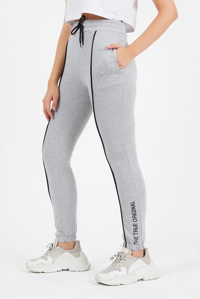 Ortası Arabiye Detaylı Paçası Baskılı Eşofman Altı 9076 - 12