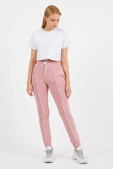 Ortası Arabiye Detaylı Paçası Baskılı Eşofman Altı 9076 - 9