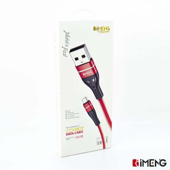 İmeng Lenovo Tab M10 TB-X505F 3.1A UsbA to Type-C Örgülü Data Hızlı ve Şarj Kablosu Siyah - 6