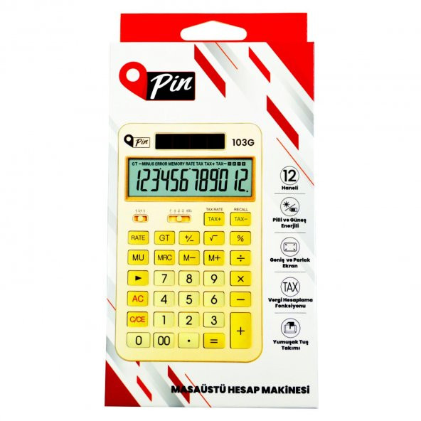 Pin 103G 12 Hane Gold Hesap Makinesi GKE - 2