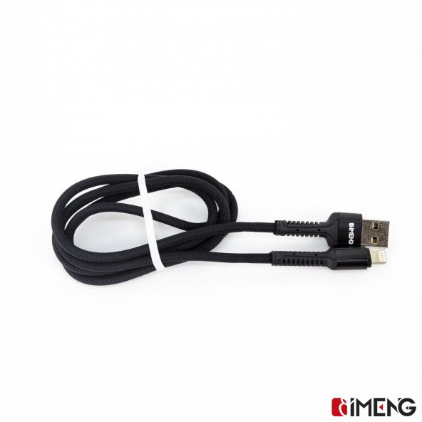 İmeng Apple iPad Mini 2 Retina  3A UsbA to Lightning Pro Braided Data ve Hızlı Şarj Kablosu Siyah - Resim 3