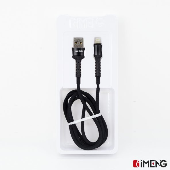 İmeng Apple iPad Mini 2 Retina  3A UsbA to Lightning Pro Braided Data ve Hızlı Şarj Kablosu Siyah - Resim 5