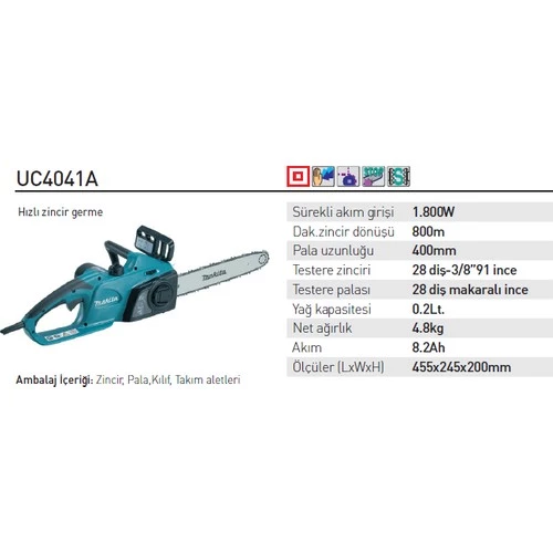 Makita UC4041A Elektrikli Ağaç Kesme Makinası 1.800W - 3