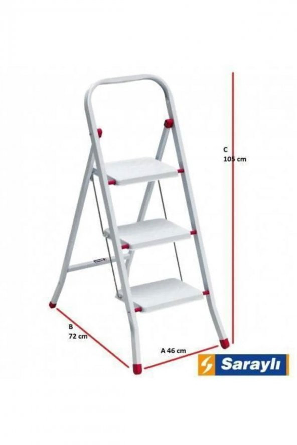 Saraylı 3'lü Pratik Metal Merdiven (1633) - 2