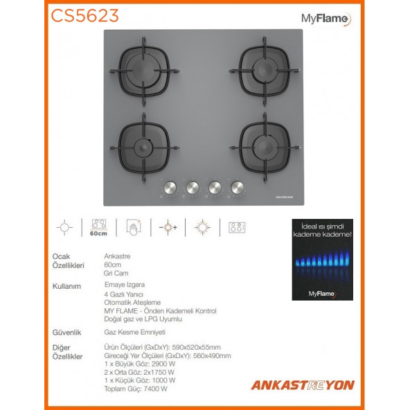 Silverline CS5623S01 Gri Cam Ankastre Ocak 9 Kademeli - 2