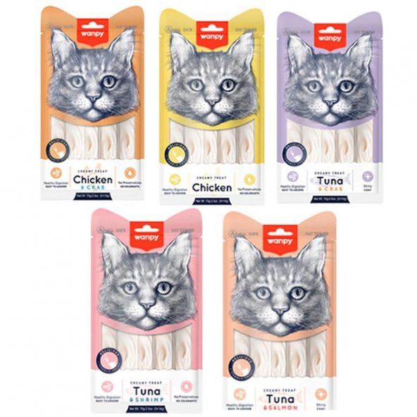 Wanpy Karışık 5 Lezzetli Krema Kedi Ödülü 14 Gr X 25li