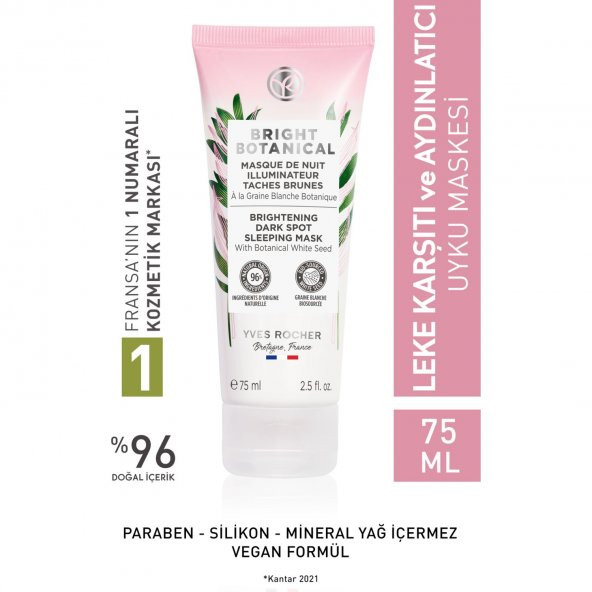 Yves Rocher Bright Botanical-Leke Karşıtı, Aydınlatıcı, Ton Eşitleyen Uyku Maskesi-75ml 47377