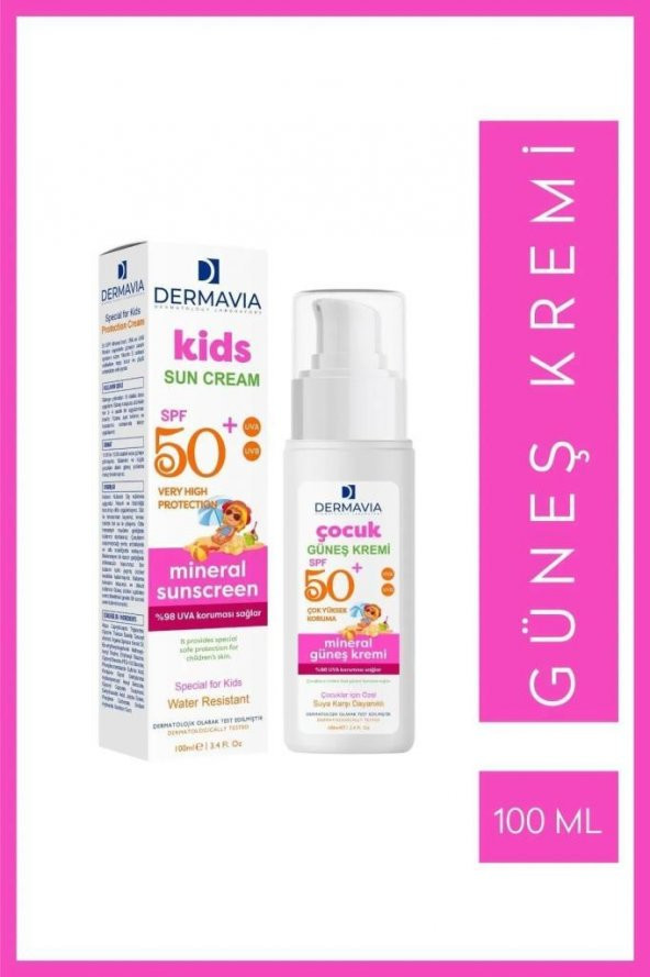 Dermavia Çocuk Güneş Kremi Spf50+ Suya Karşı Dayanıklı 100 ml