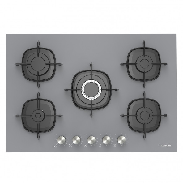 Silverline CS5622S01 Gri Cam Ankastre Ocak Woklu 9 Kademeli Emaye Izgaralı