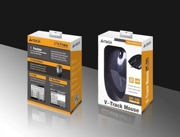 A4 Tech OP-760 V-Track Kablolu Mouse Siyah - 2