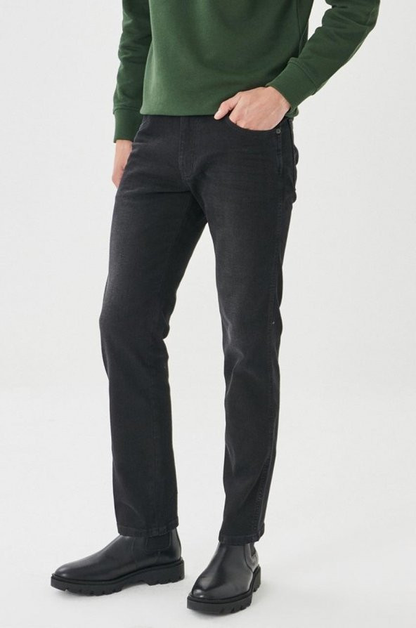 Black Lee Denim Regular Fİt Likralı Erkek Kot Pantolon-6025
