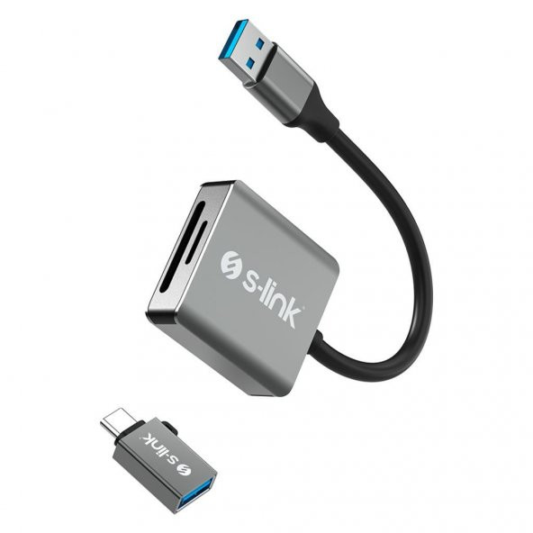 S-link SL-CR21 Type C ve USB3.0 SD/Micro SD 110m/S Hızlı 2 in 1 Metal Kart Okuyucu - 2