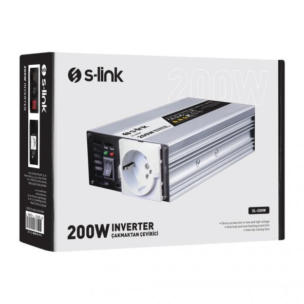 S-link SL-200W 200W DC12V-AC230V İnverter, Çakmaklık Girişini Ev Elektriğine Çevirir - 6