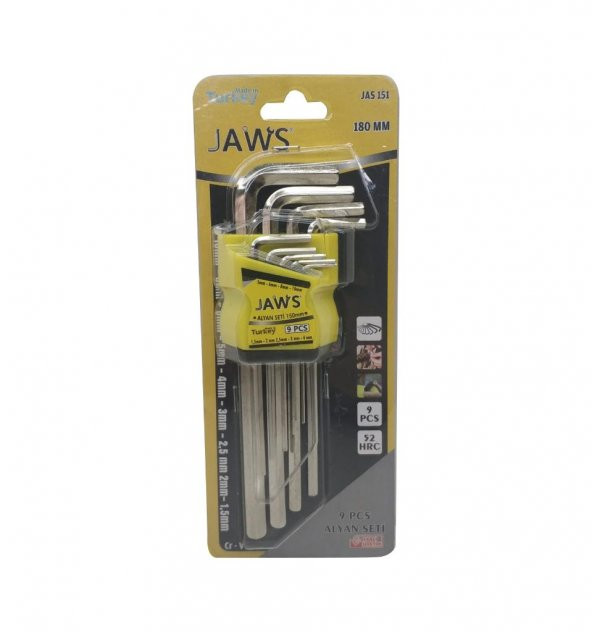 JAWS Alyan Anahtar Takımı Düz Uzun 9 Parça 180 mm  JAS 151 - 5
