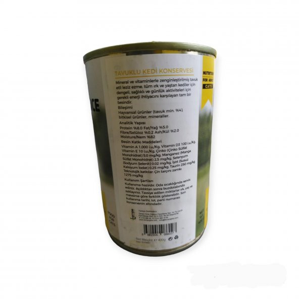 Tavuklu Püre Kedi Konservesi Patee 400Gr 6lı - 2