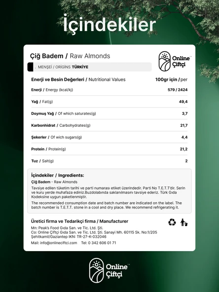 Online Çiftçi Çiğ Yerli Badem 1Kg - 4