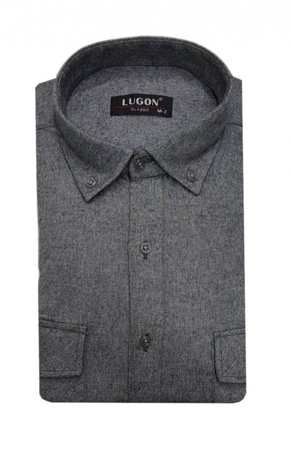 Lugon Çift Cep Kapaklı Klasik Kışlık Kaşmir Erkek Gömlek-5500