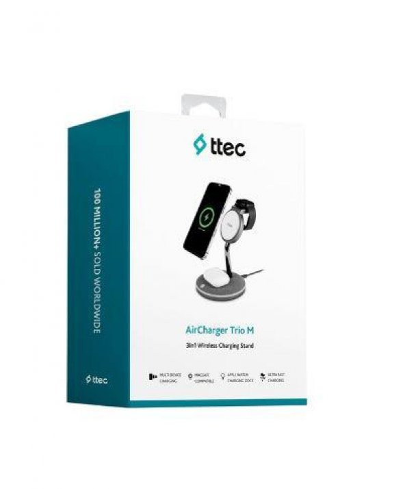 Ttec AirCharger Trio M MagSafe Uyumlu 3ü 1 Arada iPhone  Apple Watch AirPods Kablosuz Hızlı Şarj Standı - 9