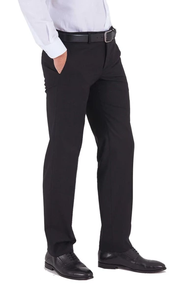 MERDAN PİLESİZ SİYAH ERKEK KUMAŞ PANTOLON - 795 - 2