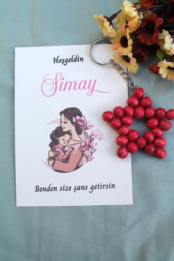 30 Adet Yıldız Anahtarlık - Kişiye Özel - Kız Bebek Hediyelik - Mevlid Hediye +10renk - 5