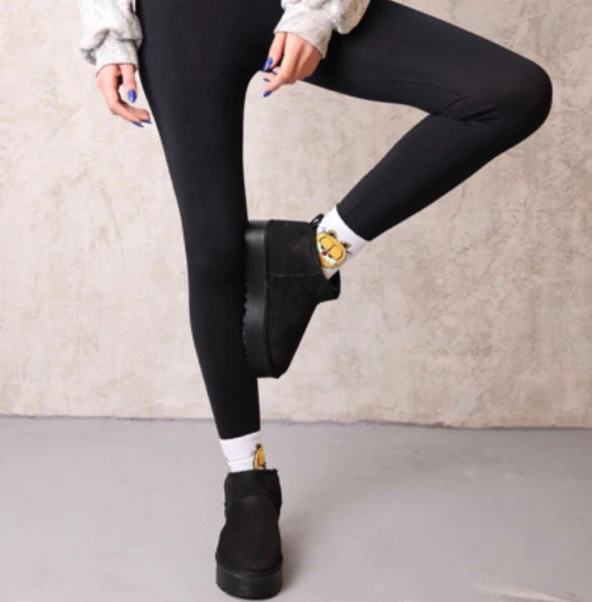 BA0317 BOA Siyah Classıc Kürklü Ultra Mini Platform - Resim 2