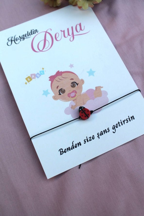 40 Adet Bebek Hediyelik Uğur Böcekli Şans Bilekliği - Mevlid Hediyesi - Baby Shower